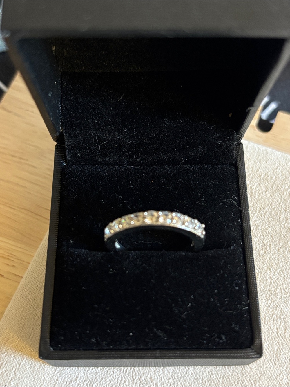 Crystal Pave Half Eternity Ring - Silver Tone Size 6
